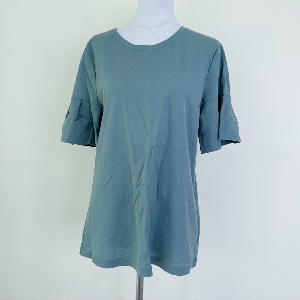 Ann Taylor Pleated Ruffle Sleeve Tee Seafoam Blue L Large - Picture 3 of 8
